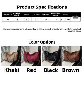 Tableau des tailles et dimensions pour le sac cabas vintage en quatre couleurs