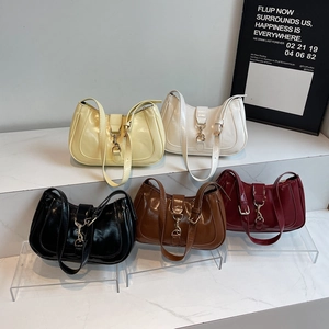 Sac À Épaule Sous Le Bras En Cuir PU Brillant Rétro Pour Femmes Mode Hobo Demi Lune Avec Fermoir Métallique Urbain Minimaliste
