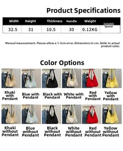 Size specifications and multi-color options for the large canvas tote bag