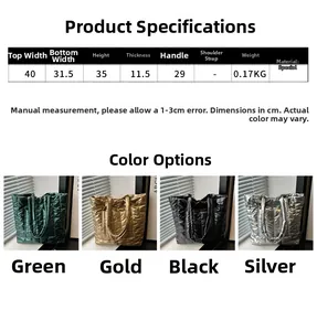 Spécifications de taille et quatre couleurs de grands cabas matelassés métallisés