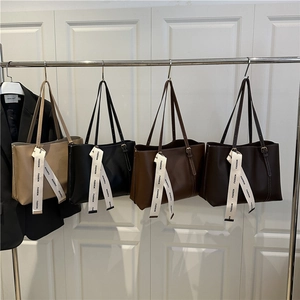 Sac Cabas Rétro En Cuir PU Grande Capacité Couture Contrastée Décor Ruban Mode Commuter Sac À Épaule Sous L'aisselle Femme