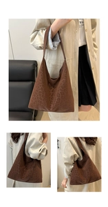 Detailed views of leopard print tote bag with soft suede texture and spacious interior
