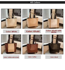 Sacs cabas en cuir PU grande capacité en six combinaisons de couleurs élégantes