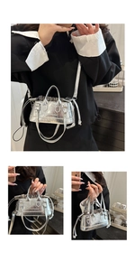 Macro detail of silver stone pattern mini handbag with drawstring inner lining and metallic finish