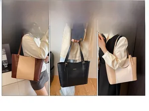 Détail du cabas montrant trois couleurs et une grande capacité pour un porté épaule varié