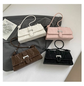 Chic gathered texture shoulder bags in white, pink, brown and black for women
