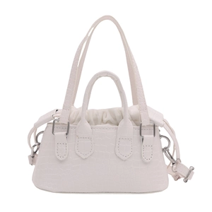 Sac à main blanc en cuir synthétique à motif crocodile avec cordon et bandoulière chic
