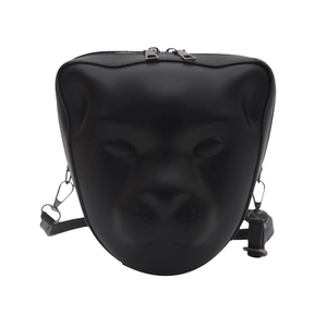 Sac bandoulière tête de léopard 3D avec finition mate et doubles fermetures éclair argent