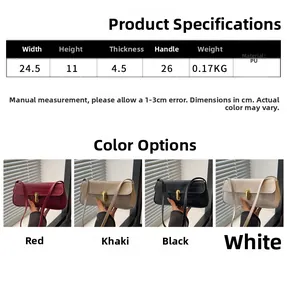 Detailed size chart and multi-color options for crocodile pattern PU leather shoulder bag