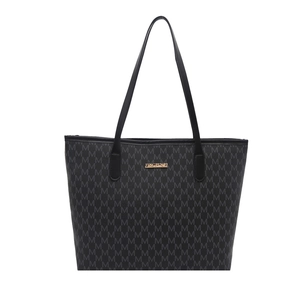 Sac cabas noir vintage avec motif M gaufré et logo doré pour le quotidien