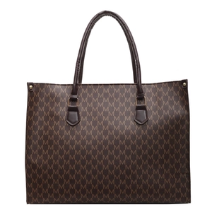Grand sac cabas rétro avec motif monogramme M marron et poignées supérieures