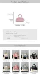 Size chart showing 22x12x8cm dimensions and PU material for Boston shoulder bag
