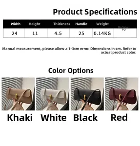 Detailed size chart and dimensions for the stylish PU leather shoulder underarm bag