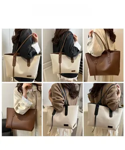 Detailed views of high-capacity canvas tote bag in various colors for daily commuting