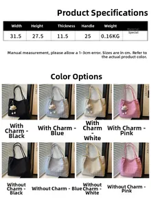 Guide des tailles et couleurs pour grand sac cabas avec dimensions et pendentif