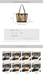 Detailed dimension chart for stylish PU tote bag with shoulder strap measurements