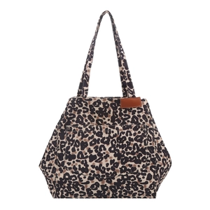 Stylish large leopard print tote bag for women with front pocket and shoulder straps