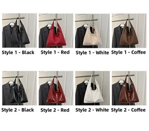 Detailed view of various colors and leather finishes for the large capacity tote bag