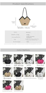 Detailed size chart for the corduroy tote bag showing dimensions and handle length