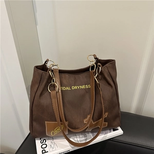 Sac cabas en toile marron avec anses en cuir et imprimé Tidal Dryness pour le quotidien