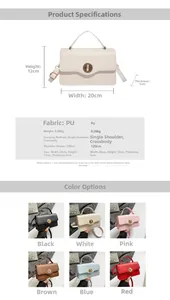 Spécifications de taille et options de couleur pour le sac bandoulière carré en PU