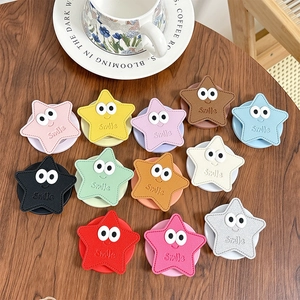Supports de téléphone étoile en 12 couleurs avec motif sourire et texture similicuir