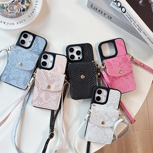 Faux snakeskin iPhone case with card holder and adjustable crossbody strap in five colors