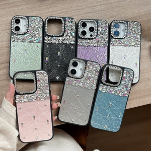 Coque De Téléphone En Cuir PU De Luxe Avec Strass Pour Smartphones Femmes Filles Cristal Scintillant Protection Antichoc