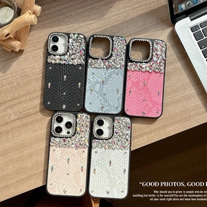 Custodie di lusso in pelle a trama serpente con strass per iPhone 17 Pro Max in 5 colori