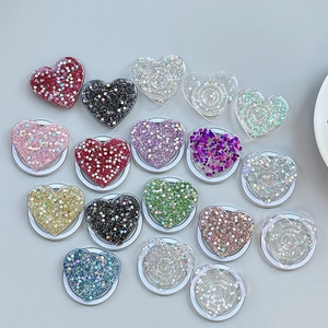 Heart Shaped Glitter Phone Grip Socket Expanding Stand Shiny Sequin Magnetic Mobile Phone Holder For Women Girls