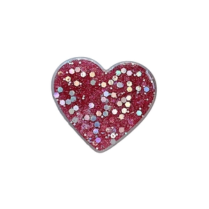 Glitter heart phone socket grip in vibrant rose red with shimmering sequins design