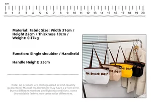 Guide détaillé des dimensions du grand sac cabas indiquant 31x22x10cm et anse de 25cm