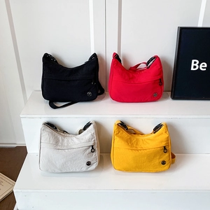 Women Half Moon Crossbody Bag Nylon Dumpling Shoulder Bag With Adjustable Strap Urban Minimalist Fashion Zipper Pocket
