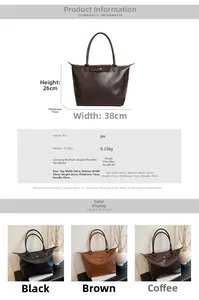 Detailed size chart and parameter guide for the large capacity PU leather tote bag