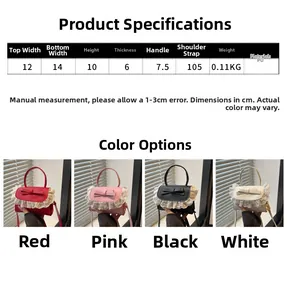 Detailed dimension chart and size specifications for the lace mini crossbody handbag