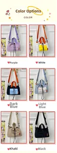 Détails du sac fourre-tout léger en six couleurs avec cordon et doubles poches frontales