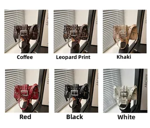 Detailed grid of Y2K style shoulder bags with metal buckles in six trendy colors