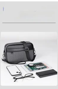 Bolso bandolera gris para hombre con gran capacidad para tableta y móvil de oficina