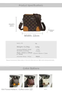 Detailed size specifications of the vintage pattern bucket bag with dimensions 22x20x12cm