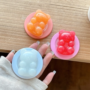 Cute bear-shaped magnetic phone socket holder with jelly texture in multiple colors