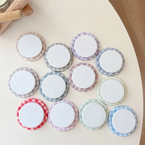 Magnetic checkered phone grip stand in various macaron colors for Magsafe support