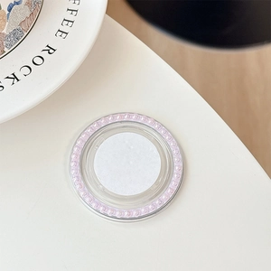 Detail showing back side of phone socket with pink pearls and strong adhesive tape