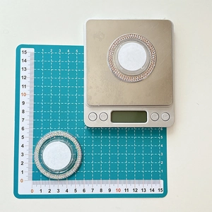 Detail view of 40mm sparkling rhinestone ring sticker with precise size measurement
