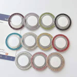 Universal collapsible phone grip sockets with colorful rhinestone border in 11 colors