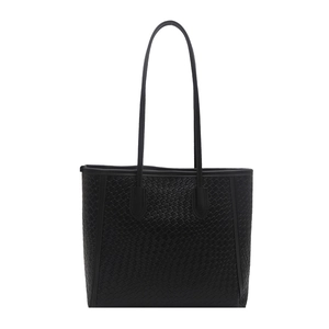 Grande borsa tote nera intrecciata con spalline sottili da donna per ufficio e svago