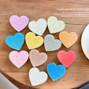 Heart Shaped Phone Grip Holder Glitter Star Sequins Resin Griptok Foldable Adhesive Cell Phone Socket Stand