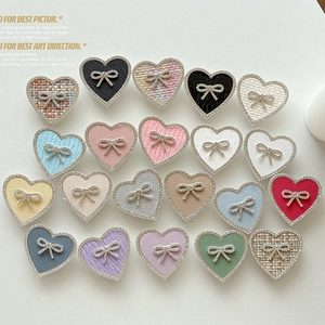 Heart Shaped Phone Stand Rhinestone Bow Retractable Air Cushion Grip Plastic Tweed Leather Accessory