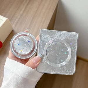 Silver foil star sequin folding phone case with magnetic stand for Samsung Z Flip