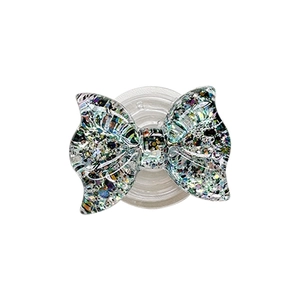 Holographic glitter butterfly magnetic phone socket stand with sparkling resin finish