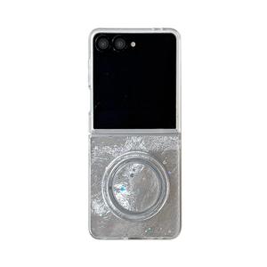 Star sequins folding case for Samsung Z Flip with magnetic ring stand and foil texture